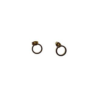 Gold Hollow Circle Stud Earrings With CZ Detailing For Women Minimalist Design